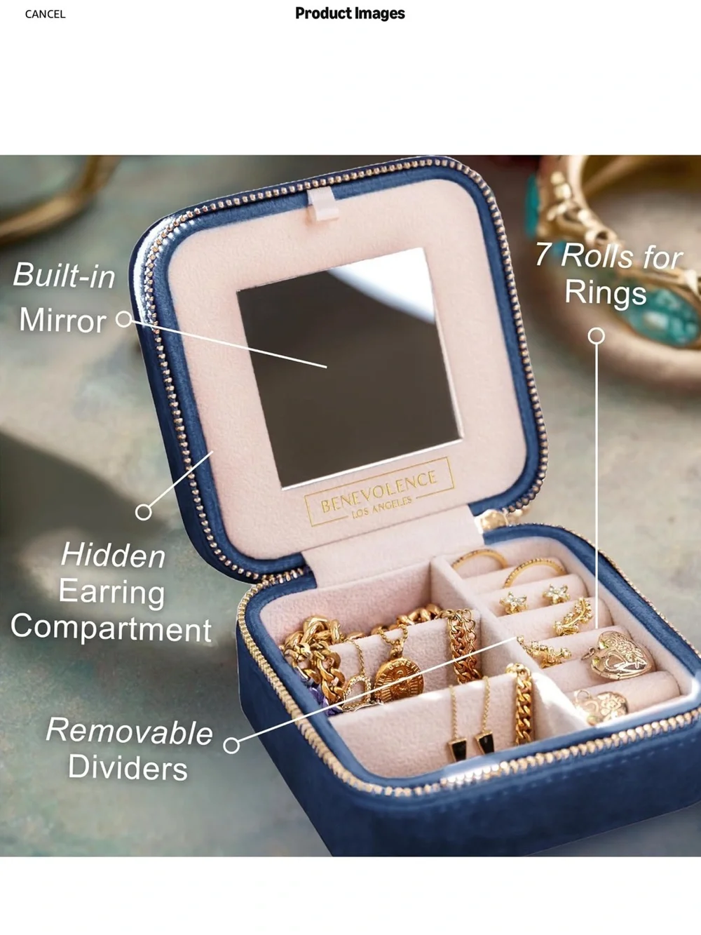 Green Velvet Travel Jewelry Organizer w/ Mirror